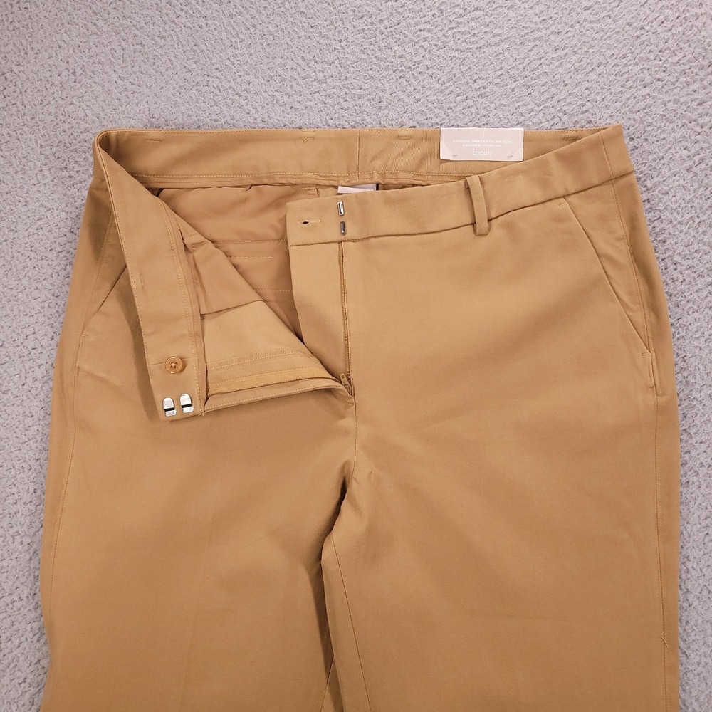 CHICOS Pants Size XL/16 (3) Tan Straight Leg Capri Crop Twill Stretch NEW - Picture 5 of 13